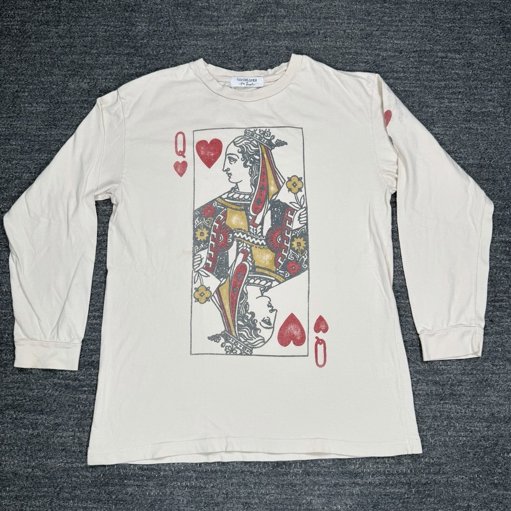 Daydreamer x Free People Shirt Large Women Queen of Hearts Long Sleeve Cards USA